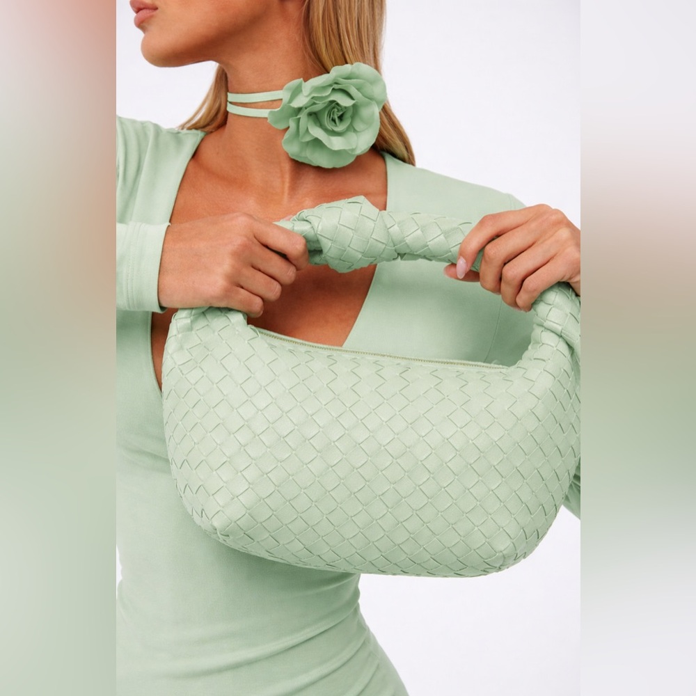 Billini Keri Handle Bag Mint Green Woven Knot Mini | Chic Shoulder & Clutch Sage